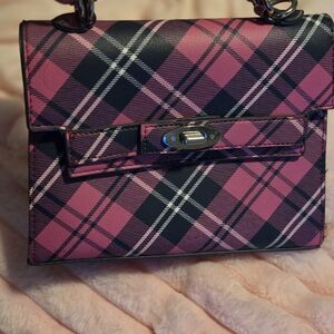 Chic Pink and Black Plaid Mini Bag